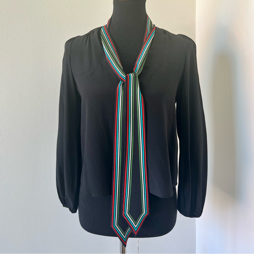 Rixo London Silk Tie Blouse Shirt New With Tags - Xs
